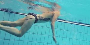 Russian redhead big boobs model Katrin Privsem swimming