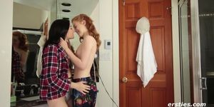 Ersties: Cute Amateur Lesbians Make Out In The Bathroom
