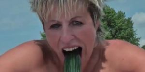 Vanessa Cool: Taking a Cucumber in both holes in Public