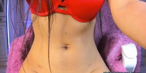 Big boobs japanese girl so hot in red lingerie set