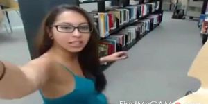 Geeky girl with a big phat ass masturbates in the library