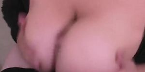 Blowjob and titjob from amateur slut with very big juggs