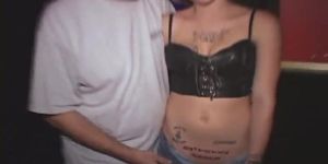 Gangbang Bitch Gets Tattoo on her Pussy!