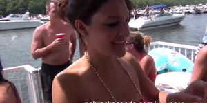 Bikini Flashing and Nude Sunbathing Party Girls on Vacation on Missouri Lake