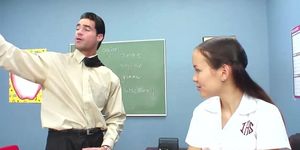 InnocentHigh Teacher banging petite Asian teens tight pussy (Amai Liu)