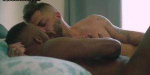 DISRUPTIVE FILMS - IR tattooed hunk cocksucked and jizzed by black muscled BF