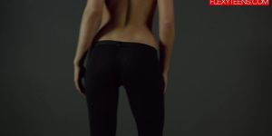 Brunette gymnast showing of her ass