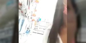 Asian Girl squirting in the market