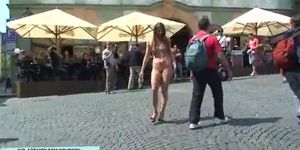 MonaLee shows her tits on public streets