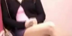 Girlfriend flashes her boobs and pussy on the train