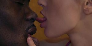 interracial kissing - cute braces girl black bf