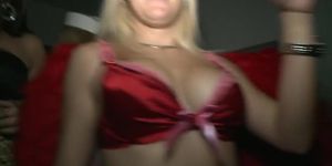 Party of busty college girls ride big-dick in the nightclub VIP