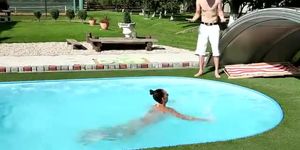 Petite Teen Brunette Fucks Her Swimming Instructor By The Pool