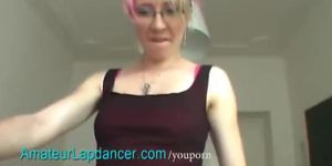 Horny housewife does strip and lapdance