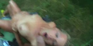 German Anal Slut fucked by two hunks in the forest