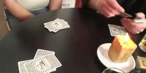 Poker playing granny getting fucked by two guys