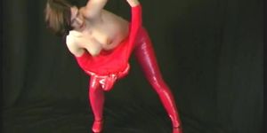 Sexy amateur Xenia in red latex