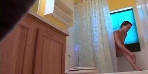 cute guest shaving in bathroom spycam