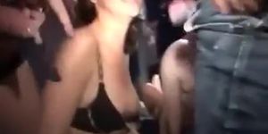 Two slutty women covered in cumshots at swinger orgy