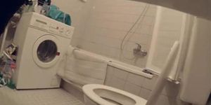 Private house WC pee voyeur