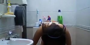 Teen spied in bathroom pissing