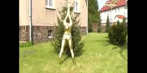 Crazy naked golden statue