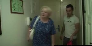 Huge titted grandma pleases a stranger