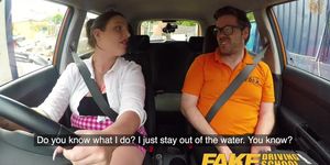 Fake Driving School Busty curvy learners horny blowjob and fucks to orgasm