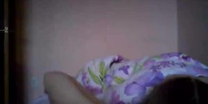 Hacked laptop camera. Girl plays with her big breasts.