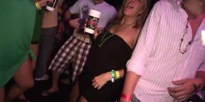 hot slutty girls flashing boobs during huge club party with mtv djs and behind the scenes bts