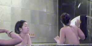 Asian chick showering and brushing her teeth on spy cam dvd 03033