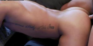 INTOGAYSEX - Tattooed handsome bottom assfucked by top BF o the couch