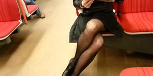 Pantyhose leg in metro