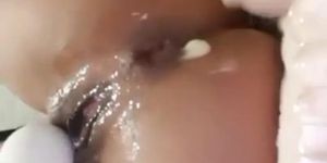 thai girl squirting and fucking her ass with a big vibrator