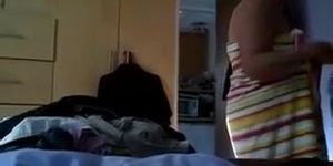 Catching my BBW mature wife on hidden cam in the bedroom