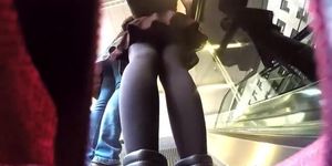 Black pantyhose upskirt