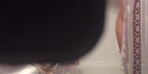 Hidden Cam of Hairy Wife in Shower (Masturbation)