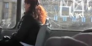 Dude plays with dick in bus