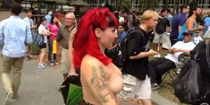 Busty American women doing the nude protest for equality