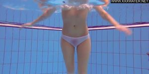 Ginger small boobs teen swimming