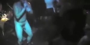 Singer gets a blowjob on stage from a slutty fan