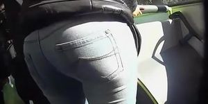 Bus passenger nice ass in tight jeans