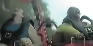 Big boobs bounce during a roller coaster ride