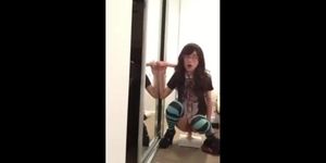 Crossdressing schoolgirl fucks and sucks