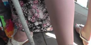 Real upskirt of the hot chick filmed in the bus