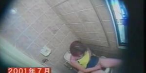 Spy camera in toilet voyeurs girl rubbing hairy cunt