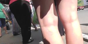 Upskirt panty of the brunette woman with hot hot ass