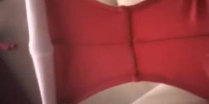 Hidden cam toilet video with female in red panty