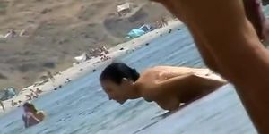 Sexy topless girl in a thong bikini