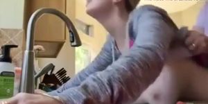 Busty wife fucked in kitchen